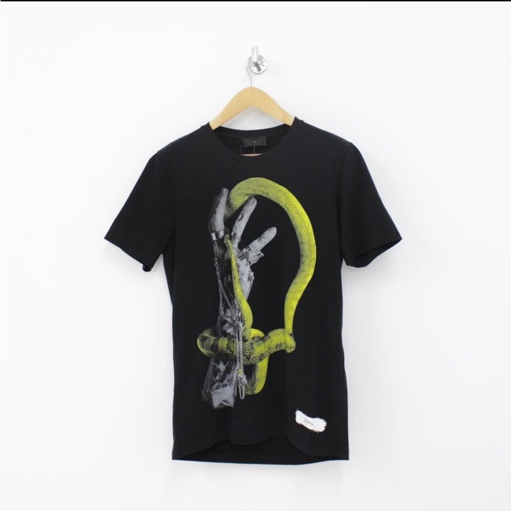 RH45 London Yellow Snake Tattoo Print Black Short Sleeves Tee Shirt Size L